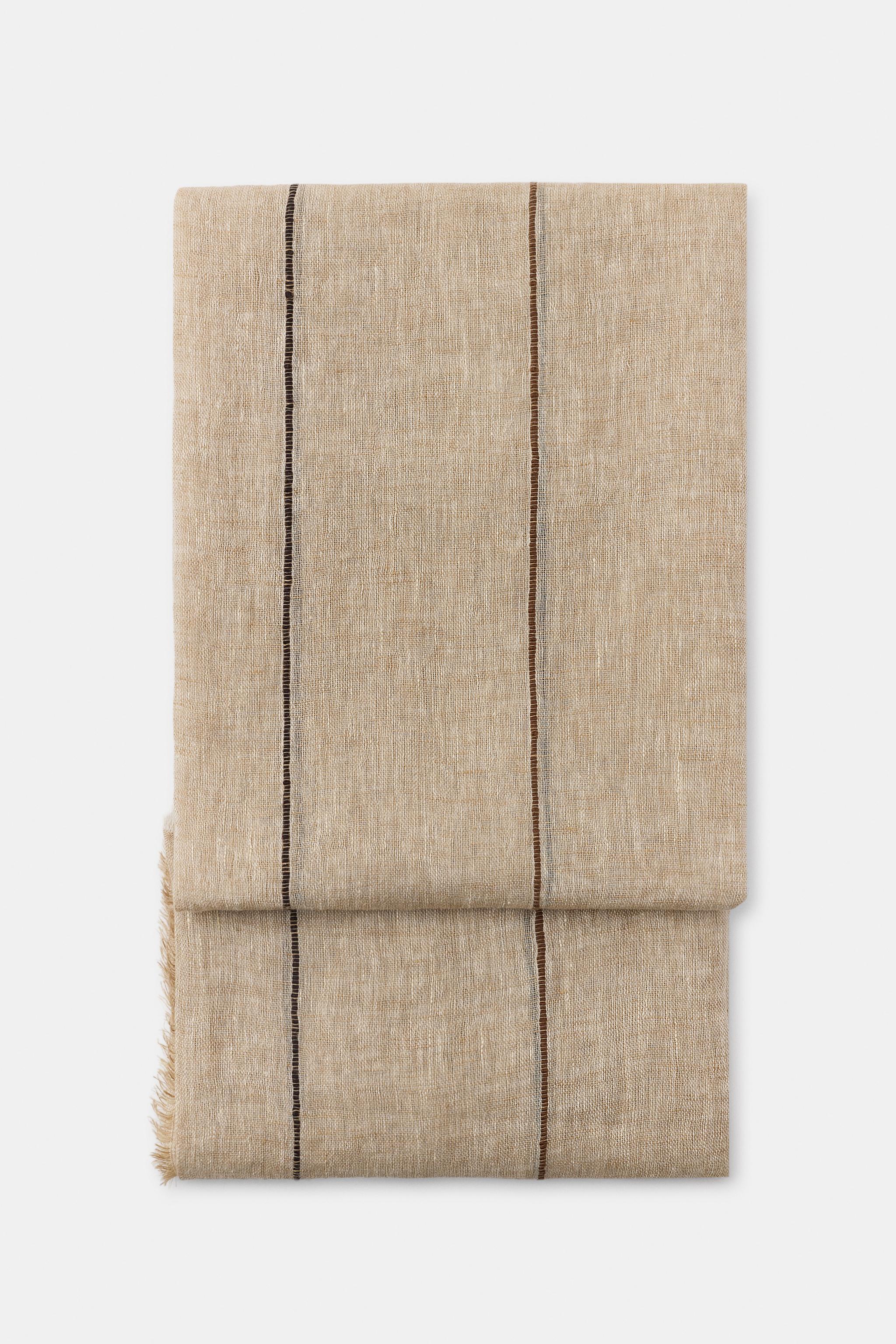 100% LINEN STRIPED SCARF
